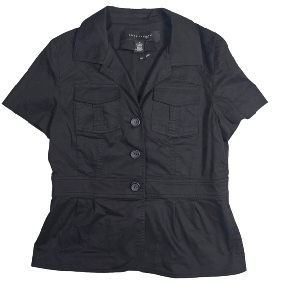 Apostrophe Button Up Short Sleeve Cotton Shirt Jacket Size 10 Black - Picture 1 of 3